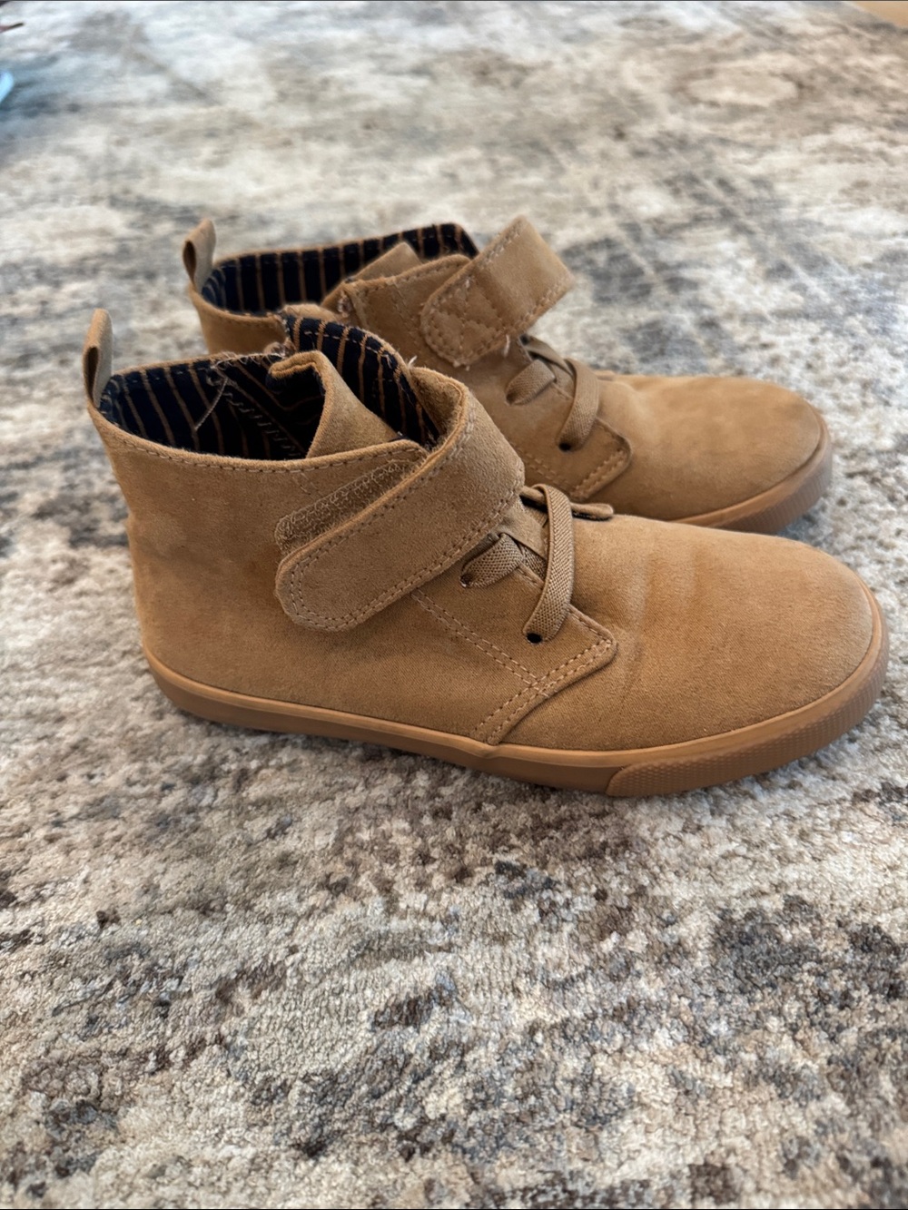 Cat & Jack Kids Suede Tan High-Top Sneakers with Velcro